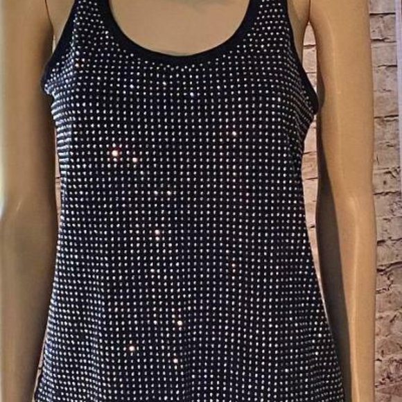 Jennifer Lopez Tops - Jennifer Lopez M Top Black Studded Bling Tank